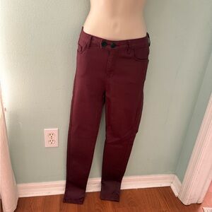 Burgundy Skinny PleatherJeans